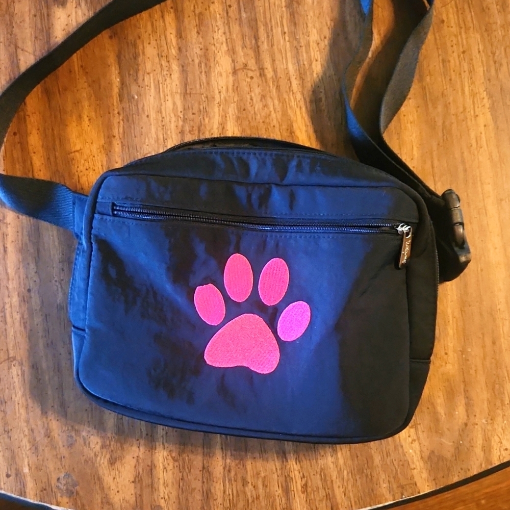 Thirty-One fanny pack with pink paw embroidery